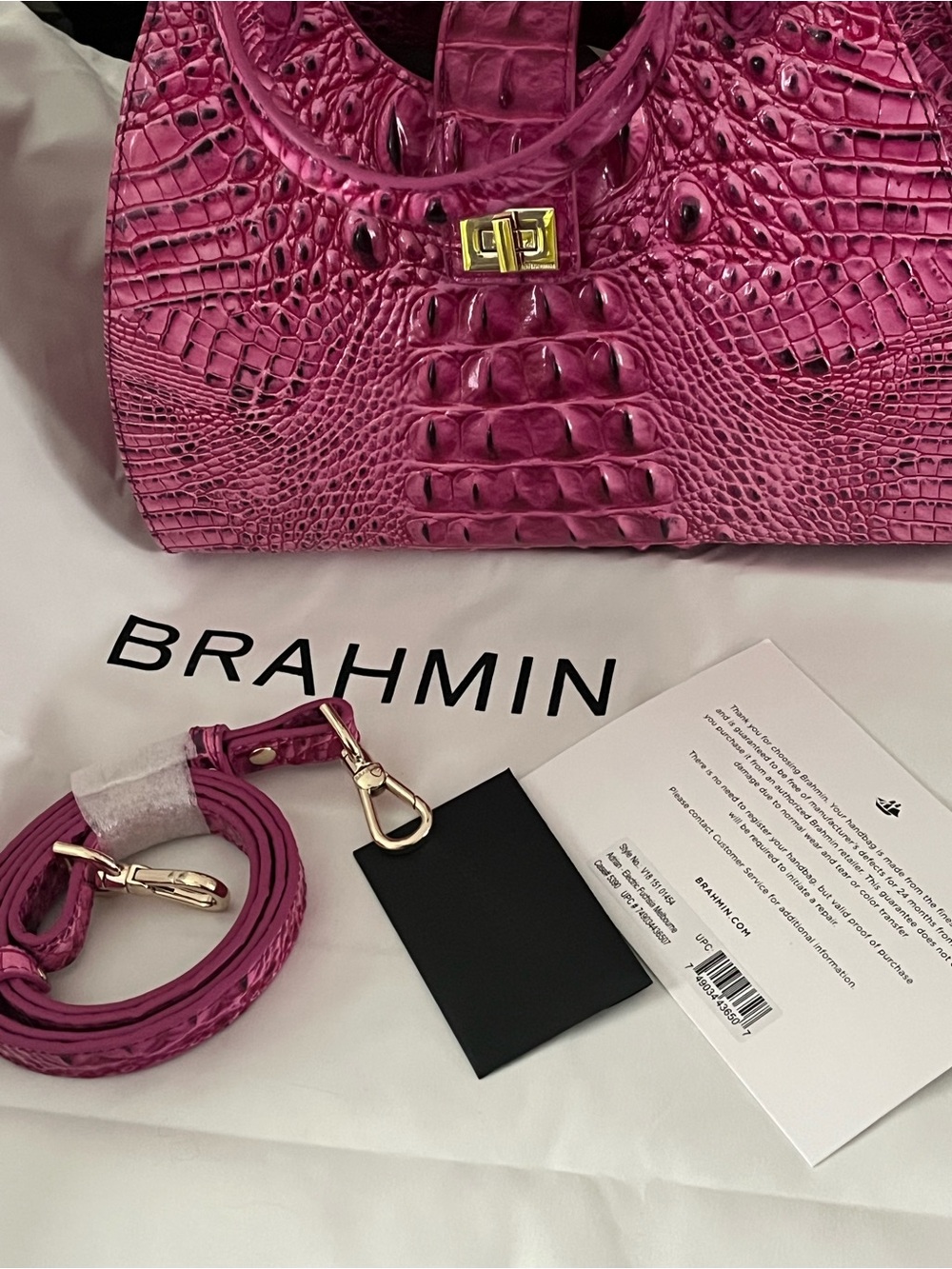 Brahmin Adrian Satchel Electric Fuchsia Melbourne Leather NWT - Picture 5 of 7